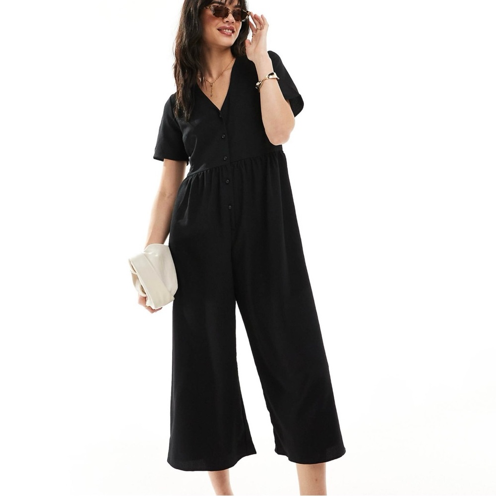 Wide-leg Breathable Black Jumpsuit